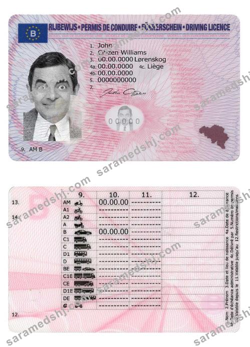 Belgium driving license PSD template,version2